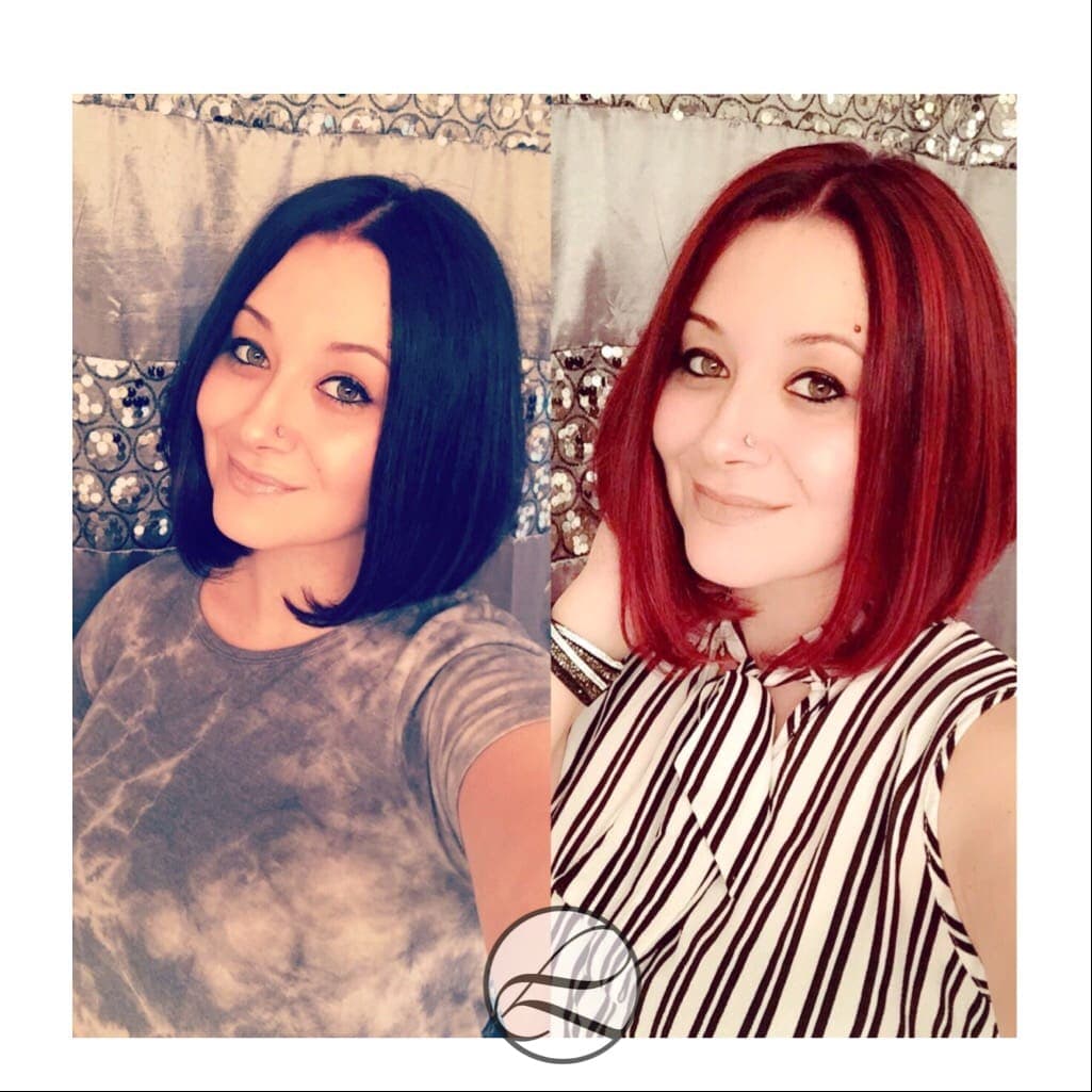 Lenka Hair Salon client before and after, a full color change